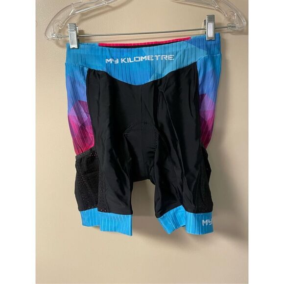 MY KILOMETRE Women Triathlon Shorts 8” Inseam Tri Side Pockets Adjustable L NWT - Picture 1 of 7